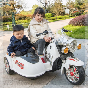 儿童电动摩托车男女宝宝可坐童车电瓶双座小孩三轮车玩具车