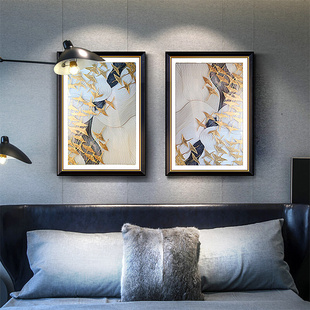 饰画沙发背景墙挂画书房卧室墙画黑白简约壁画抽象 客厅装 现代美式