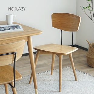 咖啡厅休闲靠背椅凳子现代简约家用实木书桌椅子 北欧实木餐椅日式