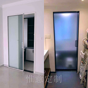 厨房阳台卫生间卧室极窄边框铝镁钛合金超白玻璃折叠门推拉门隔断