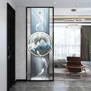 钢化艺术玻璃屏风隔断背景墙现代简约入户玄关客厅遮 定制欧式 新款