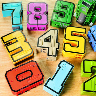 加大数字男孩益智玩具合体机器人字母正版 变形礼物儿童3 4金刚5