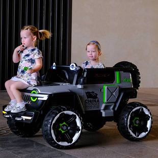儿童电动车可坐双人宝宝遥控玩具车四轮遥控越野车小孩电动汽车