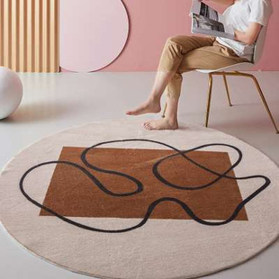 现代简约圆形地毯家用客厅沙发茶几毯卧室床边圆毯衣帽间北欧地垫