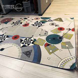艺术品毯子几何图案彩色 荷兰moooi客厅餐厅地毯进口羊毛卧室法式