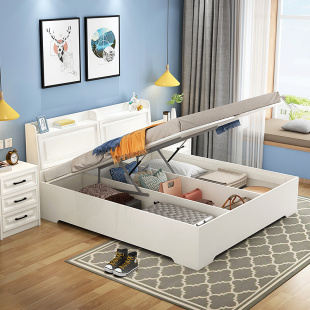 气动高箱床收纳储物床1.5米1.8米双人床地暖床婚床W138 榻榻米板式