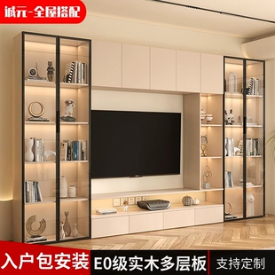 电视柜一体组合轻奢背景墙柜整体客厅现代简约满墙储物收纳柜定制