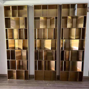 置物架背景墙书柜弧形开放格展示柜 异形不锈钢壁龛定制金属嵌入式