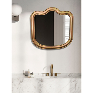 现代轻奢艺术梳妆镜北欧风浴室镜壁炉美式 装 壁挂化妆镜子 饰镜欧式
