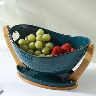 现代客厅北欧简约现代沥水篮家用茶几果盆 时尚 陶瓷水果盘创意个性