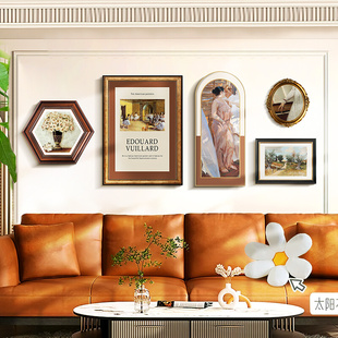 现代美式 装 壁画玄关 饰画客厅沙发背景墙挂画卧室轻奢复古油画欧式