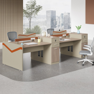 简约现代办公桌椅组合财务双4人位员工位屏风职员办公桌子办公室