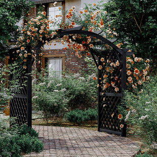 防腐木拱门花架别墅入户实木葡萄架室外花园爬藤架庭院户外拱形门