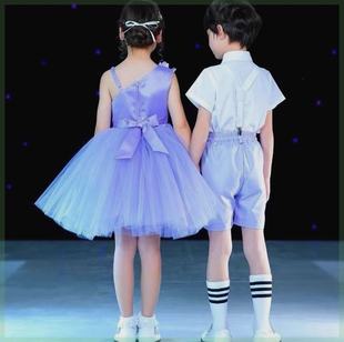 GES童舞蹈蓬蓬裙小学生男童背带合唱演 六一儿演表出服幼儿园女裤