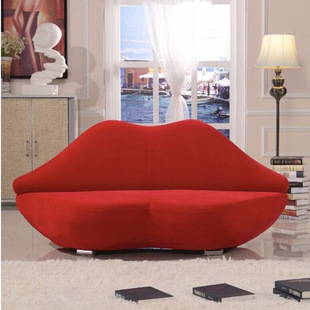 三人沙发现代简约网红嘴唇小户型客厅卧室布艺懒人小沙发 创意个性