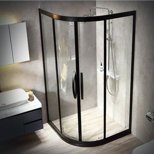 半圆淋浴房浴室钢化玻璃沐浴房卫生间弧扇形隔断高强度沐浴屏定制