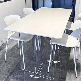 桌角支撑桌子腿底座 亚克力透明水晶桌腿悬浮桌脚T型支架定制餐桌