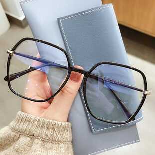 潮可配度数素颜电脑护目镜平面平 高档防辐射抗蓝光近视眼镜女韩版