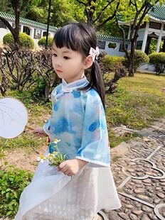 女童民国风套装 汉服女旗袍夏季 2023新款 儿童中式 中国风亲子装 童装
