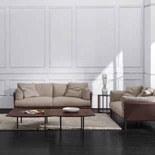 极简客厅公寓小户型棉麻布艺双人三人位沙发 北欧轻奢现代简约意式