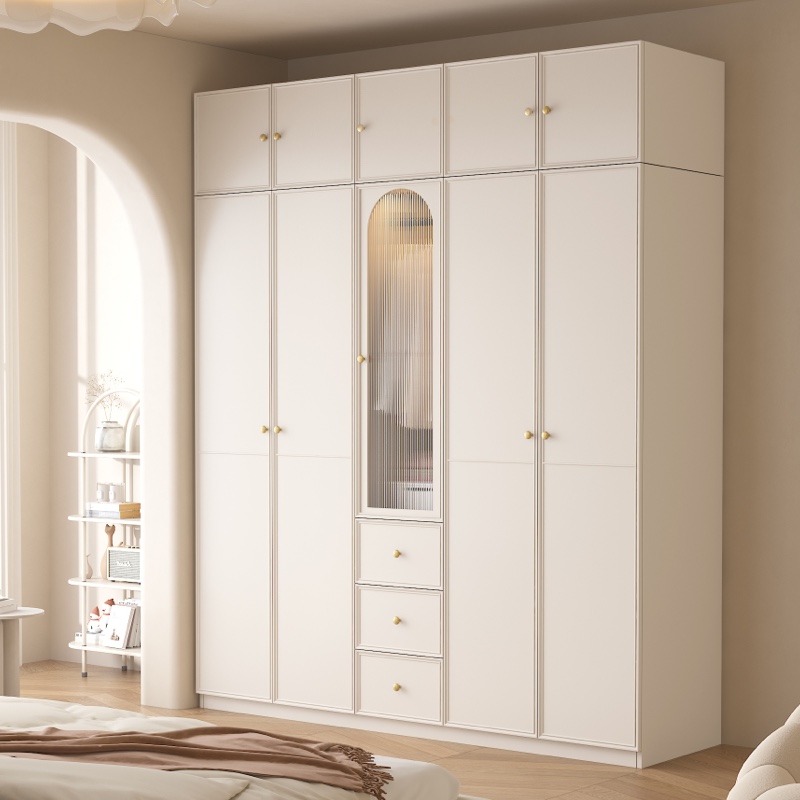 组合衣柜家用卧室现代轻奢白色奶油风可定制实木生态板衣 欧派法式