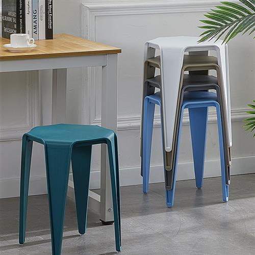 创意凳子北欧简约椅子. 家用塑料凳加厚可叠放餐桌板凳圆凳时尚