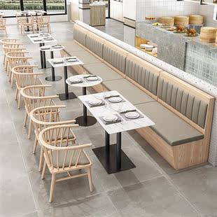 定制餐厅卡座沙发咖啡厅汉堡甜品店火锅店餐饮靠墙实木奶茶店桌椅