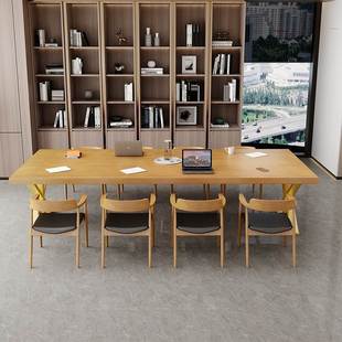 实木办公桌简约现代老板职员工大型长方形会议桌长桌大板桌工作台