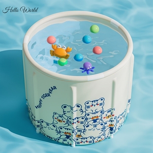 婴儿游泳圈桶家用恒温洗澡桶儿童可坐一体折叠新生儿泡澡沐浴桶