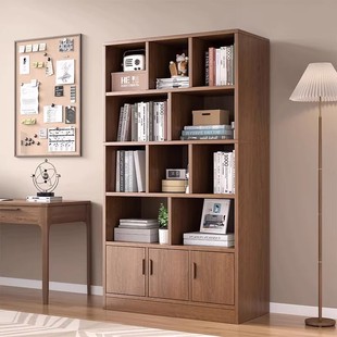 实木书架置物架落地简易柜子靠墙客厅多层储物柜学生收纳家用书柜