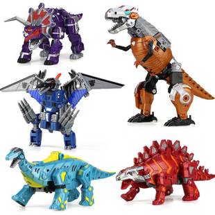 工程车机器人4儿童8男孩5岁6 变形玩具恐龙合体金刚霸王龙模型拼装