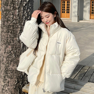 韩版 小个子棉服外套短款 白色棉衣女冬季 加厚羽绒面包服棉袄潮 新款
