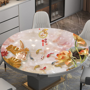 PVC圆桌桌布家用软塑料玻璃防水防烫防油免洗圆形餐桌垫客厅台布