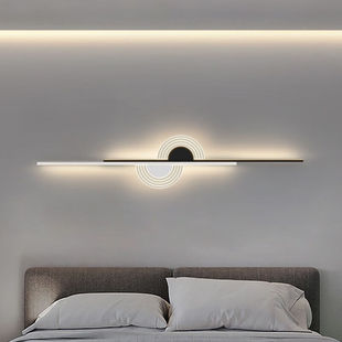 黑控床头壁灯极简长条黑白超薄北欧灯具现代简约客厅沙发卧室背景