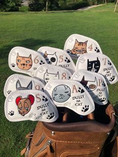 GOLF铁杆组球杆保护套 杆头套帽套 可爱猫卡通高尔夫铁杆套