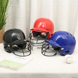 戴面具防护罩护头护脸棒垒球 专业棒球头盔打击头盔双耳棒球头盔