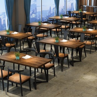 复古铁艺西餐厅咖啡厅桌椅工业风烧烤酒吧火锅店甜品奶茶店餐桌椅