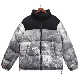 2022 Winter Patchwork Warm Paintin Jacket Men Vintage Coat