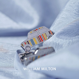 袖 WILLIAM 钉 扣男士 MILTON 趣味彩色汽车袖 浪漫旅途轻奢商务时尚