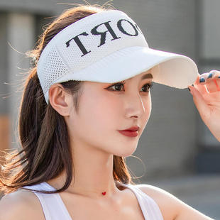 日本太阳帽女跑步防晒帽遮脸百搭空顶无顶防紫外线户外运动遮阳帽