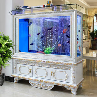 鱼缸水族箱创意生态玻璃客厅中型大型屏风隔断下过滤金鱼 喜灏欧式