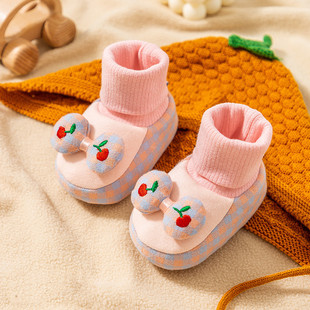 加绒3 12个月男女宝宝不掉学步棉鞋 软底防滑棉鞋 秋冬婴儿棉鞋