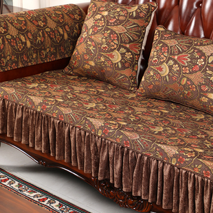 美式 沙发垫四季 皮沙发套 通用防滑高档雪尼尔沙发坐垫子高级感欧式