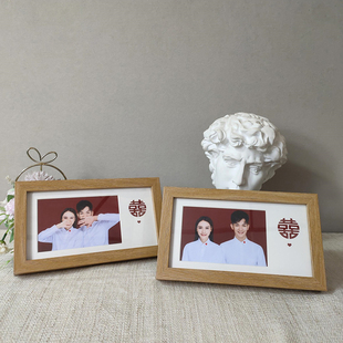 结婚登记照相框摆台六寸夫妻情侣领证件洗做成海马体红底照片喜字
