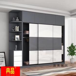 2023衣柜推拉门柜门定制移门钢化玻璃壁橱滑动高光多层实木板现代