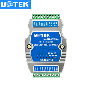 工业级RS45集线器 RS232 485转4口RS485集线器光电隔离UT 5104 UTEK 宇泰