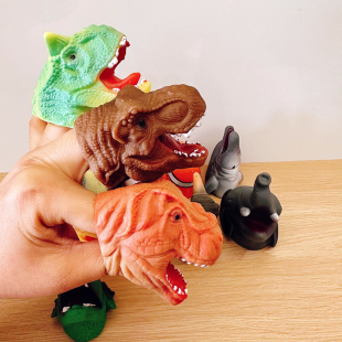 创意仿真硅胶迷你动物恐龙指套幼儿童早教幼儿园情景互动手偶玩具