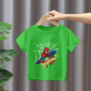 蜘蛛侠男童纯棉短袖 中小童男孩宝宝卡通半袖 薄款 上衣潮流 T恤夏季