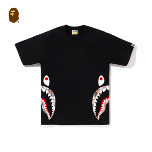 T恤110039M 春夏漂白格纹图案鲨鱼印花短袖 BAPE男装