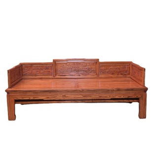 双人沙发推拉床榻榆木客厅小户型15米 定制罗汉床实木新中式